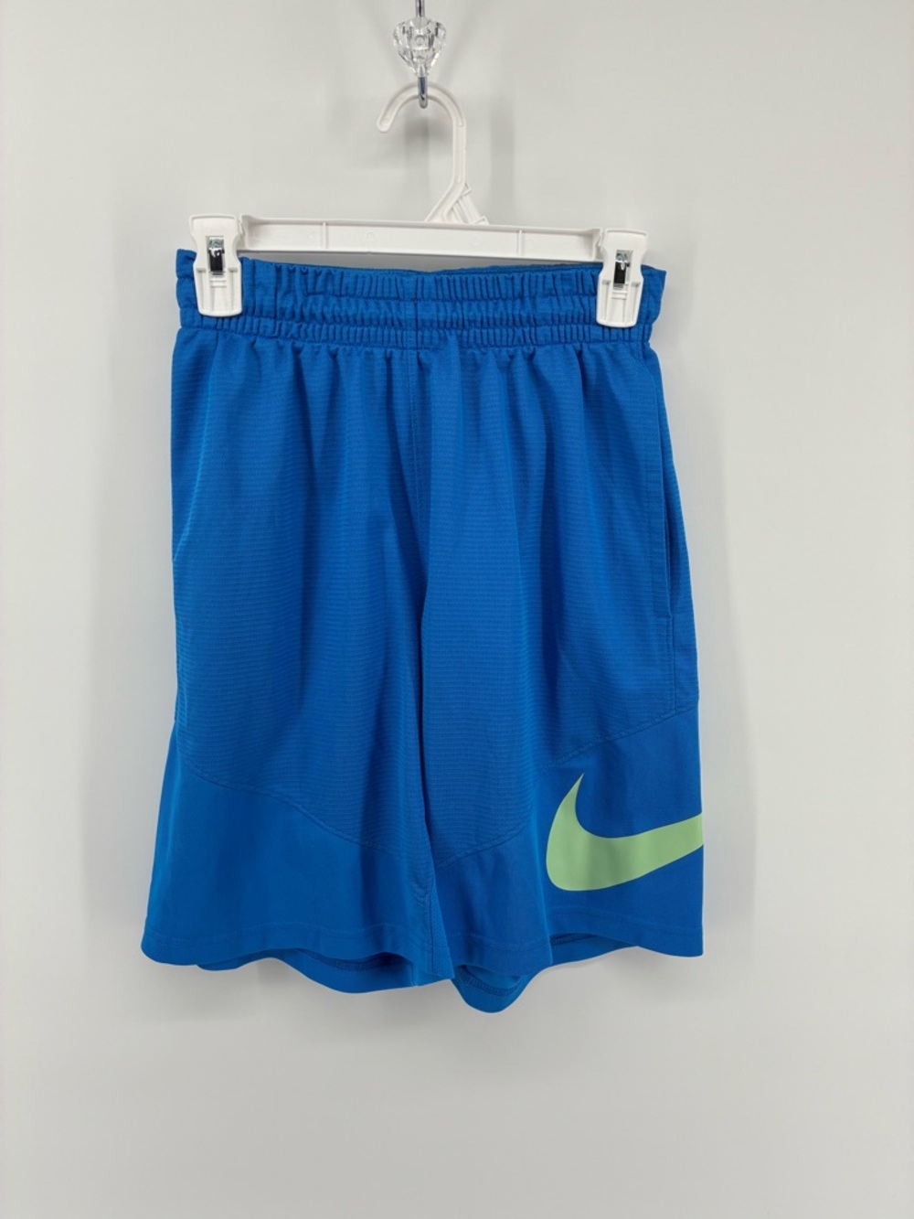 Nike Blue Shorts with Lime Swoosh Accent